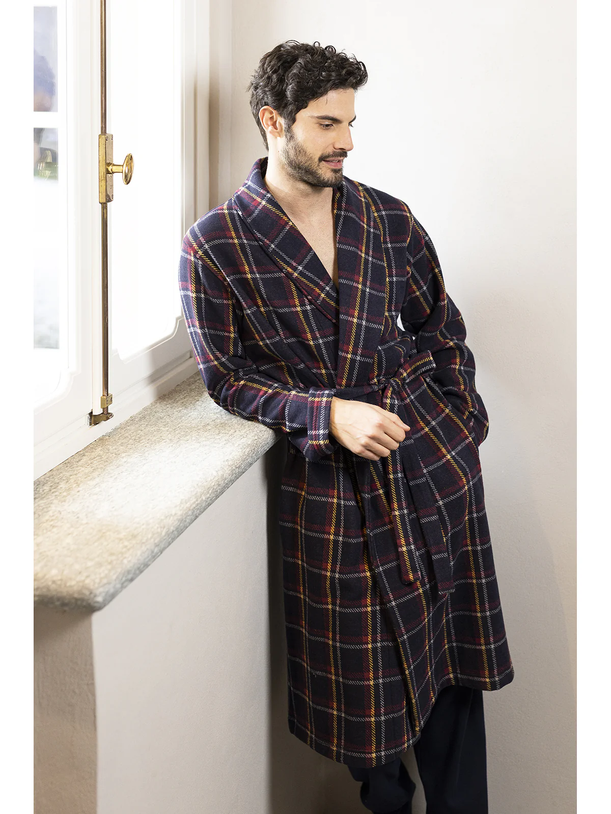 Vestaglia sciallata in caldo cotone jacquard - immagine 2