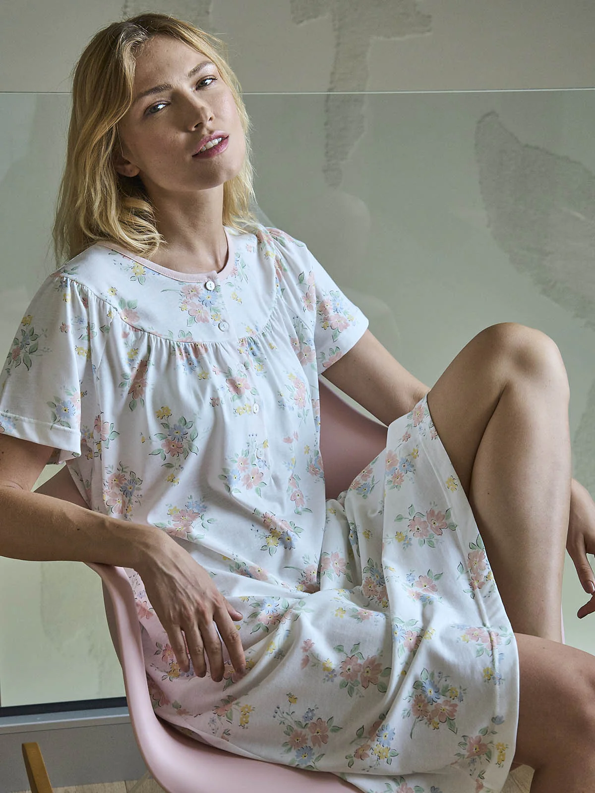 Camicia da notte mezza manica con arriccio - immagine 2