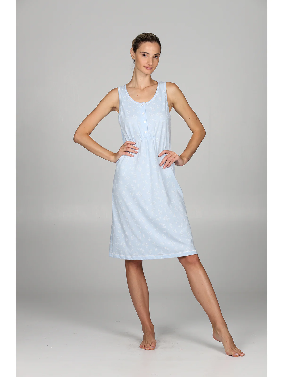 Fresca camicia da notte spalla larga in puro cotone - immagine 2