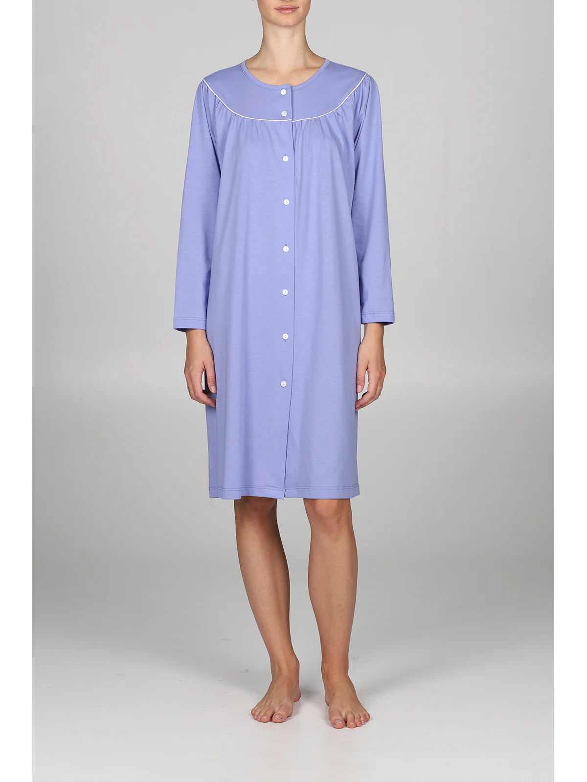 Camicia da notte aperta con profilo in raso - immagine 4