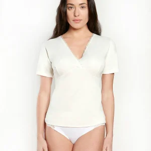 T-shirt lana e cotone forma seno, taglie comode
