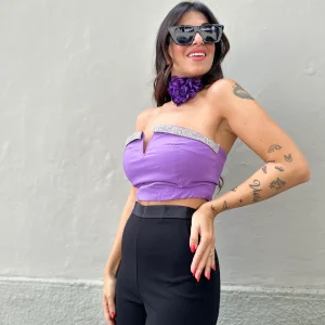 Top corto strass LUMINA