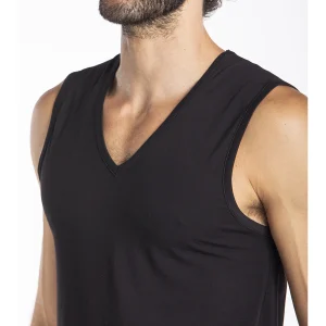 Maglietta smanicata in leggero jersey di cotone elasticizzato