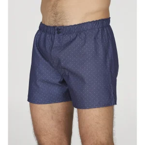 Boxer in pregiato popeline di puro cotone blu