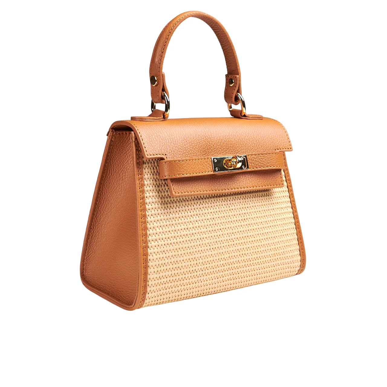 Borsa a spalla donna in vera pelle con tracolla regolabile mod. LILY-RAFIA - immagine 3