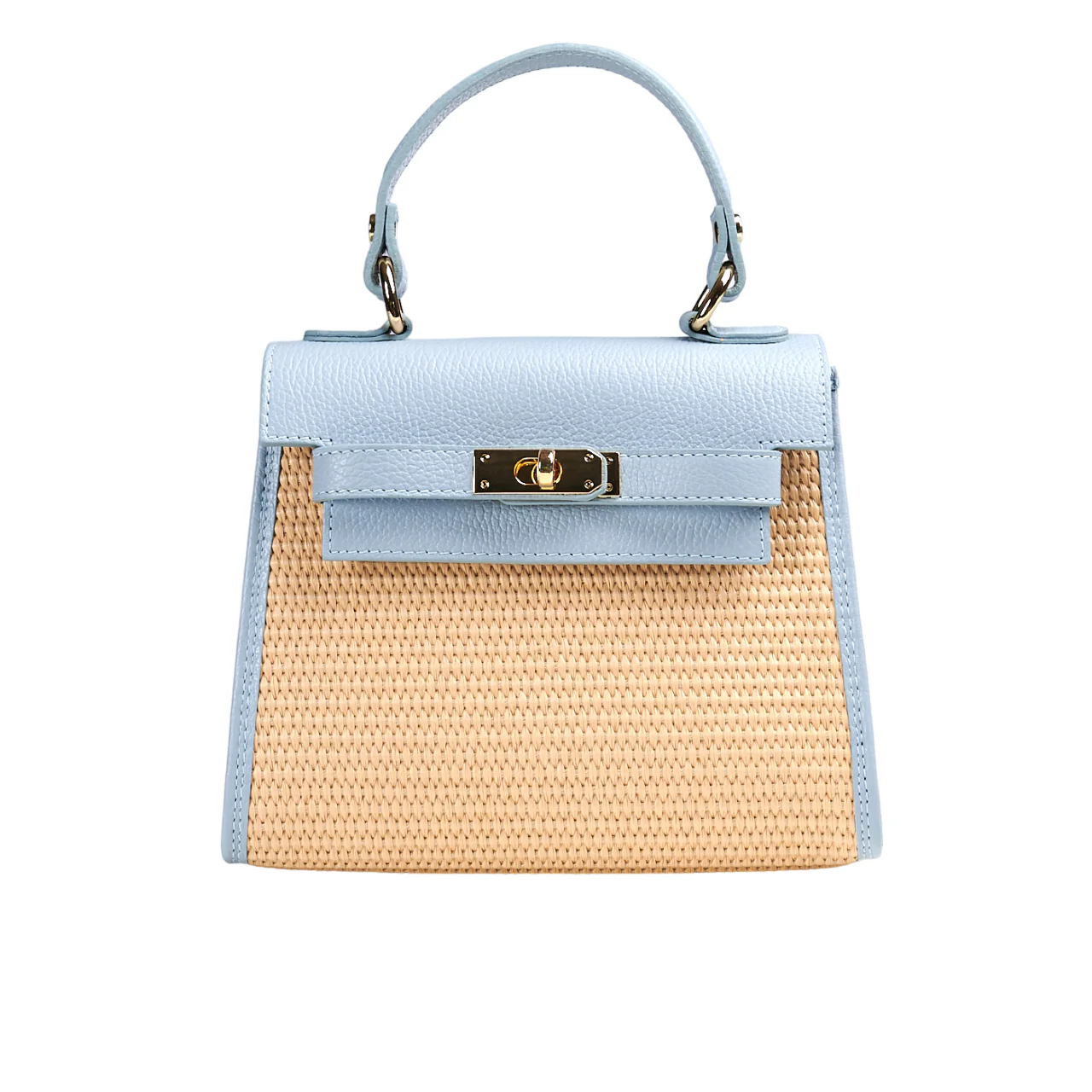 Borsa a spalla donna in vera pelle con tracolla regolabile mod. LILY-RAFIA