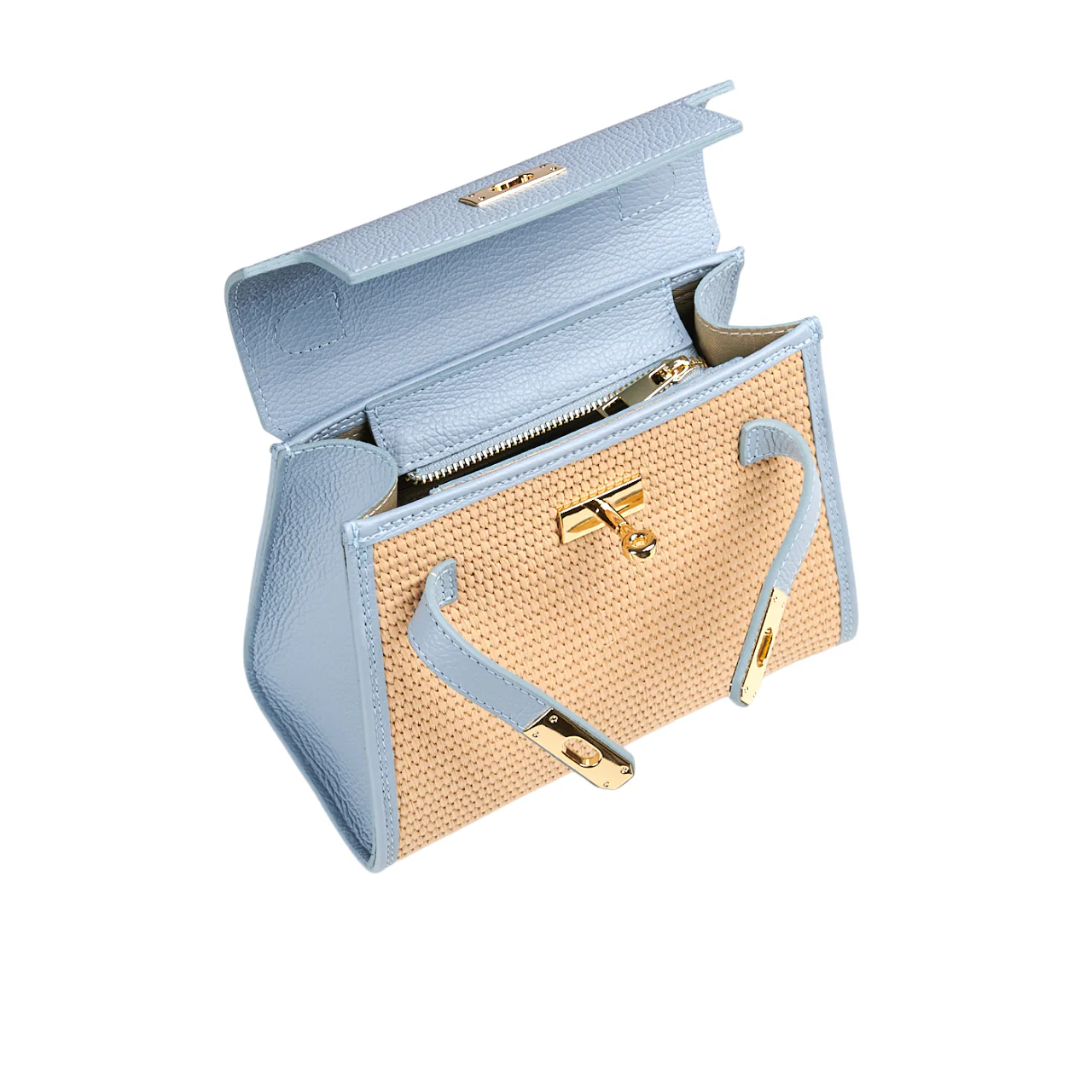 Borsa a spalla donna in vera pelle con tracolla regolabile mod. LILY-RAFIA - immagine 8