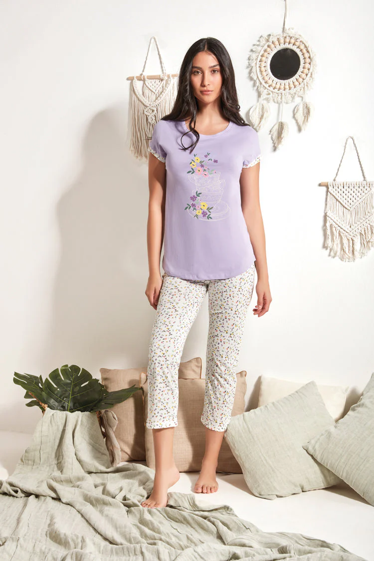 Pigiama Donna pinocchietto in cotone - immagine 2