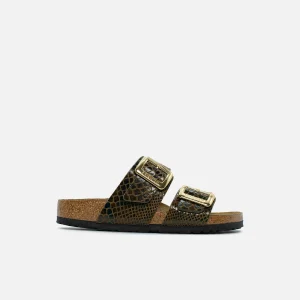 BIRKENSTOCK SANDALO SYDNEY CB SHINY SNAKE SAGE