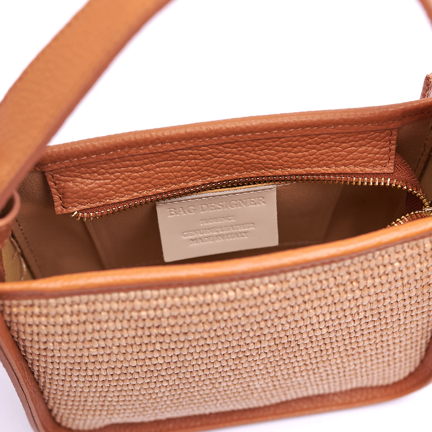 BORSA A SPALLA DA DONNA IN VERA PELLE E RAFIA CON TRACOLLA REGOLABILE MOD. CLARA-RAFIA - immagine 9