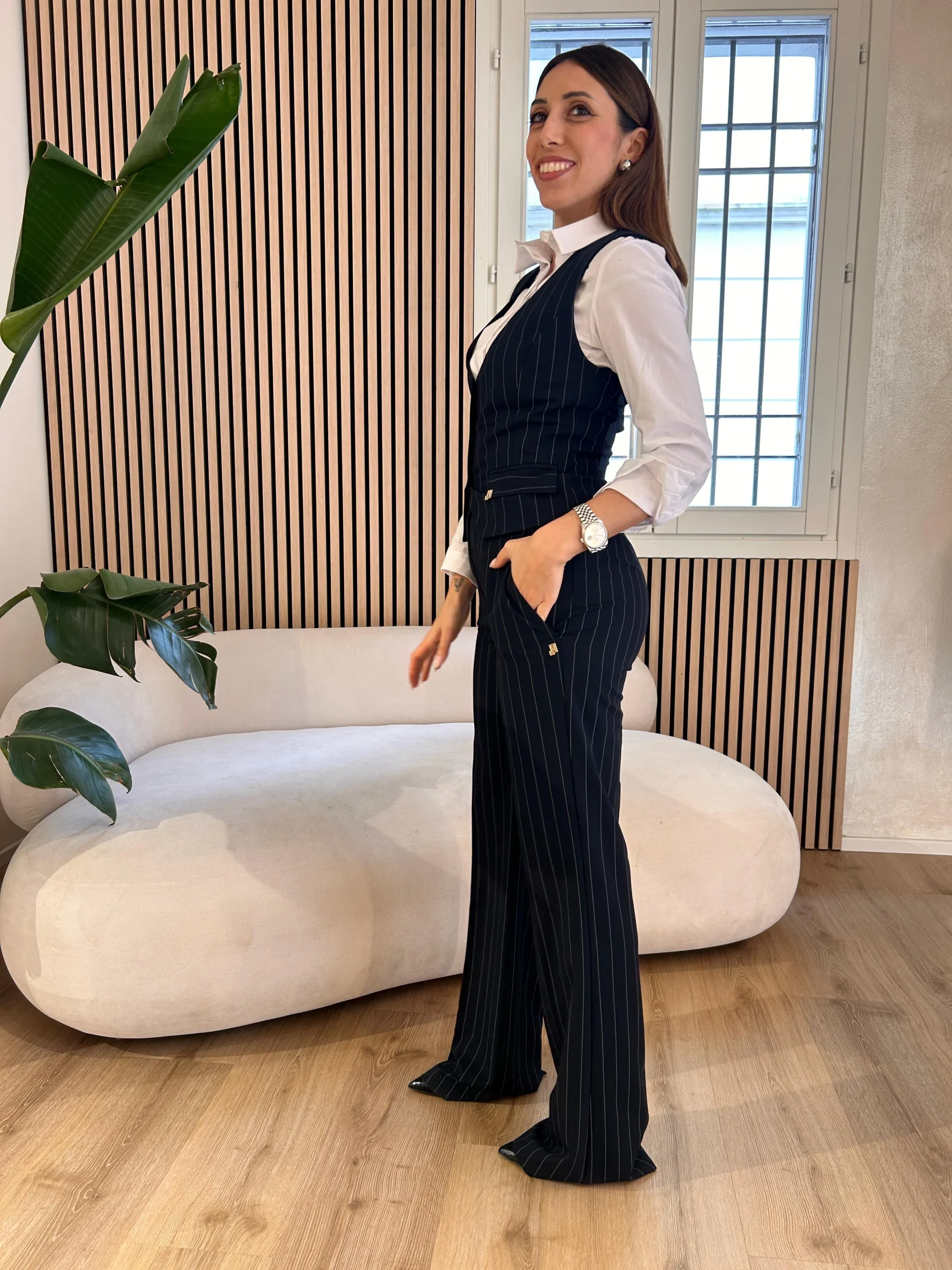 Gilet gessato blu - immagine 7